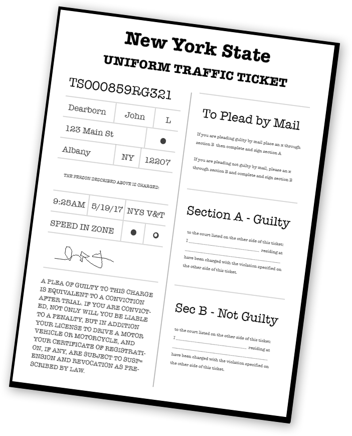 NYS Uniform Traffic Ticket